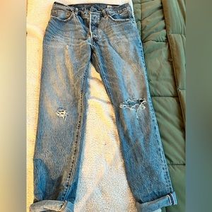 Levi white oak denim boyfriend jeans